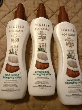 NEW 3 Dogs BioSilk Silk Therapy Coconut Conditioning Matt Detangling Spray 21oz